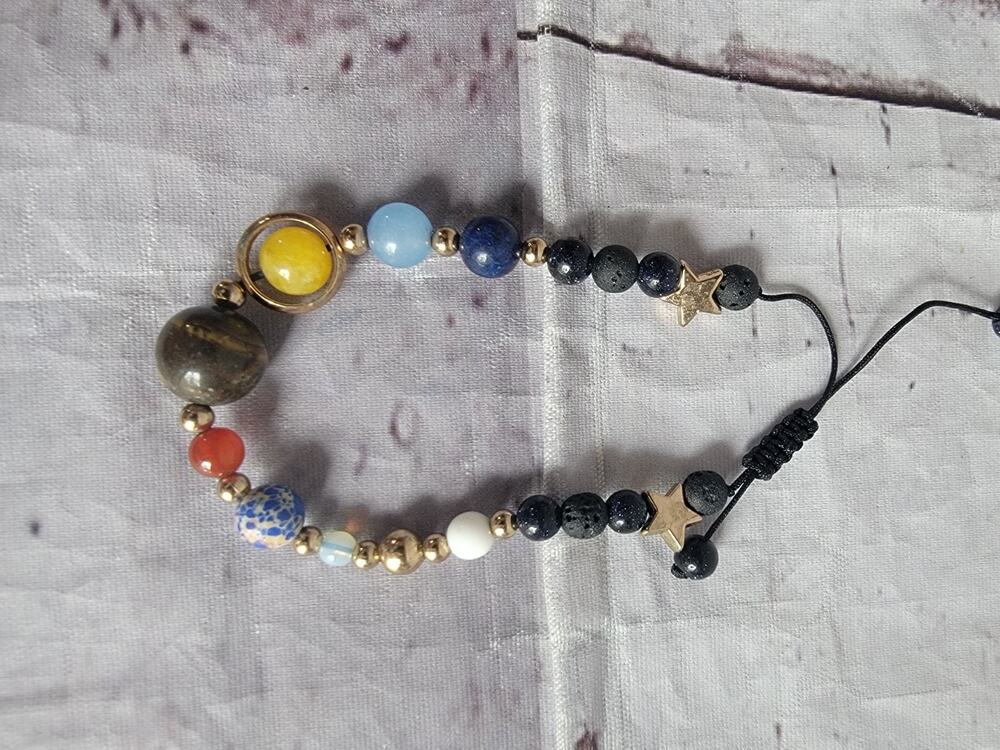 Solar System Planet Alignment Beaded Mala Bracelet Adjustable